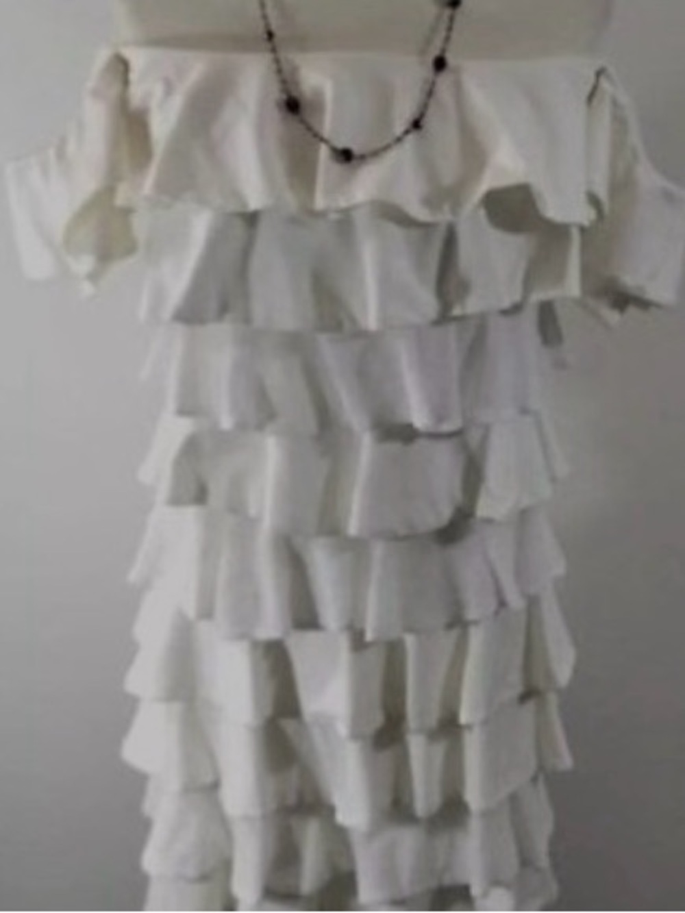 Ralph Lauren White, off shoulder, tiered ruffle dress. Xs